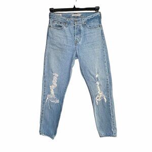 ⭐LEVIS Wedgie Jeans Womens 26x26 Blue Light Wash Straight High Rise Ankle Ripped